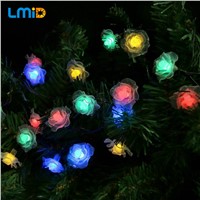 LMID Solar Christmas Lights 6M 30LEDs Colorful Rose Holiday Party Garden Decorations Waterproof Outdoor Solar Powered Fairy Lamp