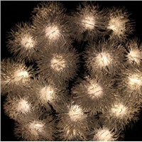 Christmas 20LED Solar String Lights 2-mode 5meters Snow Ball Lamps White Warm RGB Light Optional ABS 2V 75mAh 2pcs/lot