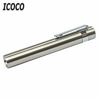 ICOCO 1Pc Soshine Q5 LED 250 Lumens Stainless Steel 4.2V AAA/10440 Mini Flashlight with Clip for Camping Outdoor