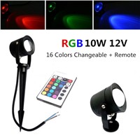 10X 12V 10W LED Garden spot outdoor light RGB changeable 220v 110v lawn lamp Underwater light with spike Waterproof IP65