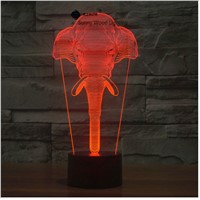 Elephant touch switch LED 3D lamp ,Visual Illusion  7color changing 5V USB for laptop,  desk decoration toy lamp