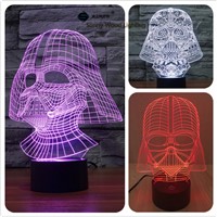 Darth Vader Star Wars  touch switch LED 3D lamp ,Visual Illusion  7color changing 5V USB for laptop,  desk decoration toy lamp