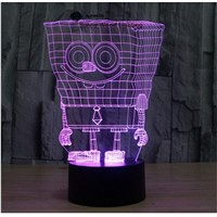 Spongebob touch switch LED 3D lamp ,Visual Illusion  7color changing 5V USB for laptop,  desk decoration toy lamp