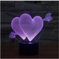 Cupid  arrow  touch switch LED 3D lamp,Visual Illusion 7color changing 5V USB for laptop,Christmas cartoon toy lamp
