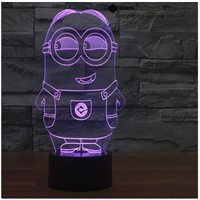 Minions switch LED 3D lamp,Visual Illusion 7color changing 5V USB for laptop,Christmas cartoon toy lamp