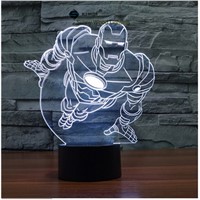 Iron Man Flying  switch LED 3D lamp ,Visual Illusion  7color changing 5V USB for laptop,  desk decoration toy lamp