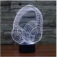 Earphone switch LED 3D lamp ,Visual Illusion  7color changing 5V USB for laptop,  desk decoration toy lamp
