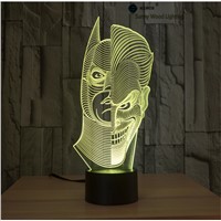 Two-Face switch LED 3D lamp,Visual Illusion 7color changing 5V USB for laptop,Christmas cartoon toy lamp