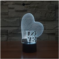 Love balloon touch switch LED 3D lamp ,Visual Illusion  7color changing 5V USB for laptop,  desk decoration toy lamp