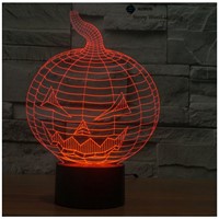 Pumpkin touch switch LED 3D lamp ,Visual Illusion  7color changing 5V USB for laptop,  Halloween ,Christmas  cartoon toy lamp