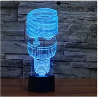 Corkscrew spin touch switch LED 3D lamp ,Visual Illusion  7color changing 5V USB for laptop,  desk decoration toy lamp