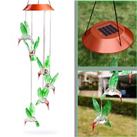 Hot Fashion Outdoor Hummingbird Wind Chimes Home Garden Decor Solar Light Solar Color-Changing Wind Chime Light Led Solar Light