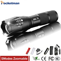 1Set XML-T6 3000lm Adjustable Led Flashlight Led Torch Car Charger+Battery Charger+1*18650 Rechargeable Battery + Holster pouch