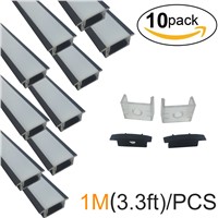 10sets/lot 10pcsX1M(3.3ft) Black U-Shape 12mm LED Aluminum Channel Kit for LED Strip Light Installations LED Bar Light