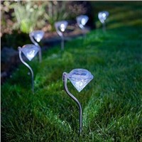 4pcs! Solar Power LED Lawn Light Outdoor Waterproof Diamonds Pathway Path Landscape Stake Lamp for Garden Decoration