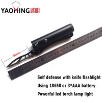 LED flashlight CREE Q5 3 modes outdoor survival knife light waterproof flashlight by 18650 or 3*AAA self defense torch lanterna