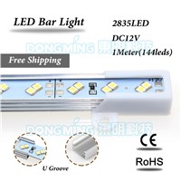 20pcs*100cm 1M DC 12V double row 144leds SMD 2835 LED Hard Luces, LED Strip Bar Light white/warm white + U/V Aluminium shell