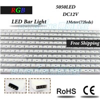 50pcs led hard luces bar light  RGB 4pin 5050 IP25 1m white/warm white 72led/m 12V with U groove aluminum for cabinet / kitchen