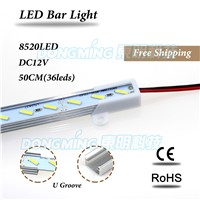 100pcs/lot under cabinet lighting aluminum 36led/50cm DC12V white/warm white no waterproof U/V groove led bar light 8520