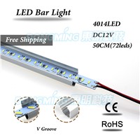 50pcs led strip bar light 144led/m 12V white/cool white no waterproof U/V groove aluminum 50cm led bar light 4014