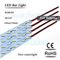 35pcs 1m fita Hard Luces led Bar light 12V 100cm 72 led SMD 8520 Aluminum PCB aluminum led profile for led strips/Cabinet