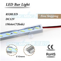 8520 LED luces Strip dc12v led bar light 100cm 72leds for kitchen closet jewelry showcase with U/V Shape Aluminium Profile