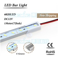 LED luces Strip 6020 dc12v led bar light 1m 72leds with U/V Shape Aluminium Profile kitchen led under cabinet light