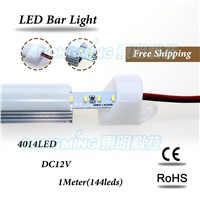 200pcs * 1m 4014 led bar U groove light 100cm non waterproof 144leds/m led luces strip DC 12V hard led strip + pc cover