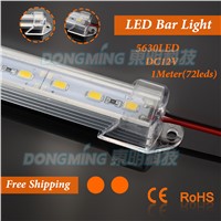 100pcs 12V 72 luces aluminum led strip light 5630 led bar indoor 1m + U Profile + PC milky/clear cover + DC connectors