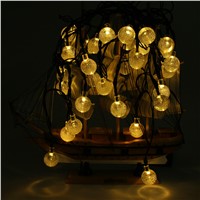 2017  Solar Powered Led Outdoor String Lights 6M 30LEDs Crystal Ball Globe Fairy Strip Lights for Outside Patio Party Christmas