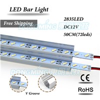 Aluminium V profile 72 leds double row 50cm LED bar light  LED luces strip 2835 smd jewelry showcase lighting cold/warm white