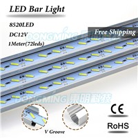U/V Shape Aluminium Profile LED luces Strip 100cm 72leds dc12v led bar light 8520 for kitchen closet jewelry showcase