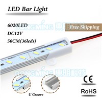 U/V Aluminum Profile 36leds 0.5m LED luces strip DC 12V led bar light 6020 smd for kitchen cupboard white/warm white