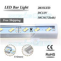 LED luces strip 2835 smd DC 12V 72leds double row LED bar light 50cm  kitchen cupboard  with Aluminium U profile cold/warm white