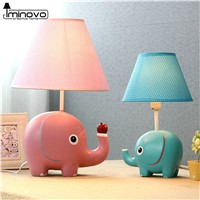 IMINOVO Cartoon Table Lamps Fashion Bedroom Bedside Lamp Elephant Pink/Blue Resin Material E14 Holder Reading Desk Lights