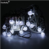 HOT Solar Outdoor String Lights 5M 20 LED Warm White white blue RGB Crystal Ball Solar Powered Globe Fairy Lights for outdoor