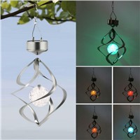 Xmas Color Changing Solar Powered Garden Light Outdoor Courtyard Hanging Spiral Lamp LED Wind Spinner garden Tree Lights Decor