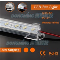 Aluminium U Profile 2835 LED luces strip 12V double row led bar light 1m 144leds with pc covcer kitchen led under cabinet light