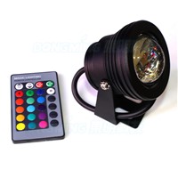 RGB LED Pool Lights Waterproof IP68 900-1000LM Black Case DC 12V 10W led Underwater lights  +24 Key IR Remote Controller