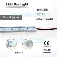 LED luces strip 0.5m 72 leds DC 12V LED bar light 4014 smd with Aluminium U profile under cabinet light  cold white