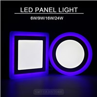 6W 9W 16W 24W Square/Round Led Panel Light Surface Mounted leds Downlight color ceiling down 85-265V lampada led lamp Blue+White