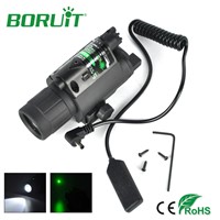 Boruit 2 in1 Tactical Insight Green Laser Q5 LED 500 Lumens Flashlight Torch Light Scope Picatinny Mount for Pistol/Gun