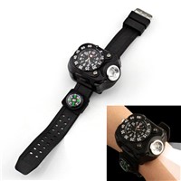 fashion 3 in 1 bright watch light flashlight with compass outdoor sports mens LED rechargeable wrist watch lamp torch