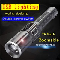 High power lights outdoor lighting  micro usb powerful led zoomable torch superbright lantern  flashlight for riding hunting