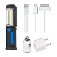 18650 Battery USB Charging LED Flashlight COB Torch Lamp Work Stand Light Portable lanterna Magnetic HOOK Mobile Power Function