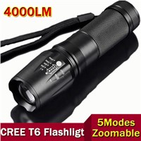 4000 Lumens LED Flashlight  XM-L T6 Tactical Flashlight Zoomable 5 Mode LED Torch Flashlights linternas for 26650/18650/AAA ZK50