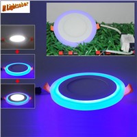 3 Model Round Square blue+white double color Led Panel Light 5w/9w/16w/24W AC85-265V Recessed LED Ceiling downlight down lights