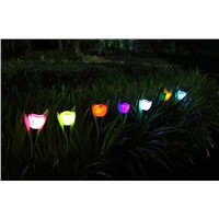 Hot Sale Soft light 4Pcs Tulip Flower Landscape LED Light Solar Power Lamp for Garden / Lawn Random Colors