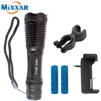 ZK15  LED Bike light flashlight Focus lamp LED torch CREE XM-L L2 T6 8500lm Zoomable lights + Charger + 18650 5000mAh battery