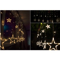 High Quality Waterproof 2m 138LED Christmas Wedding Party Xmas Curtain Window Star Fairy String Lights